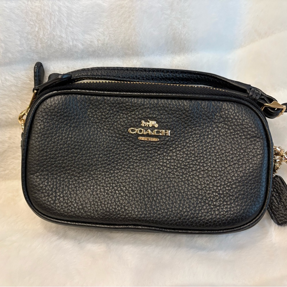 Coach Black Leather Double Zip Crossbody